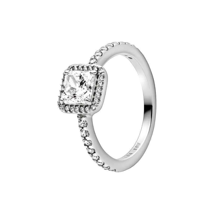 Pandora Square Sparkle Halo Ring