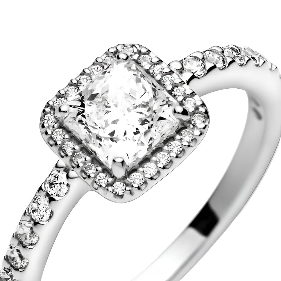 Pandora Square Sparkle Halo Ring