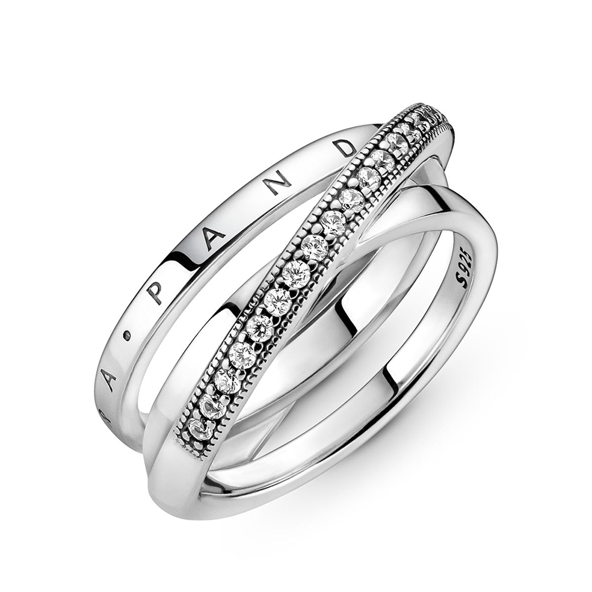Pandora Crossover Pavé Triple Band Ring