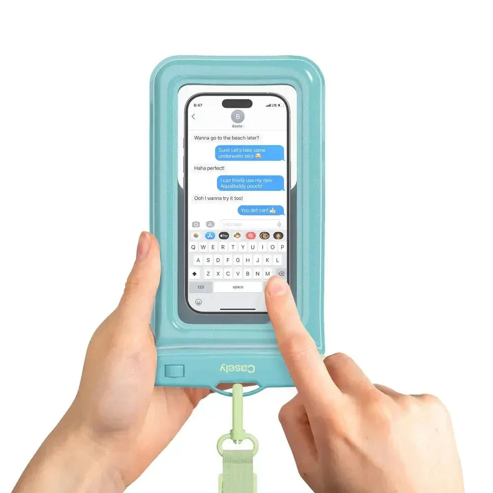 AquaBuddy | Aquamarine Ocean Blue Shimmer Waterproof Phone Pouch