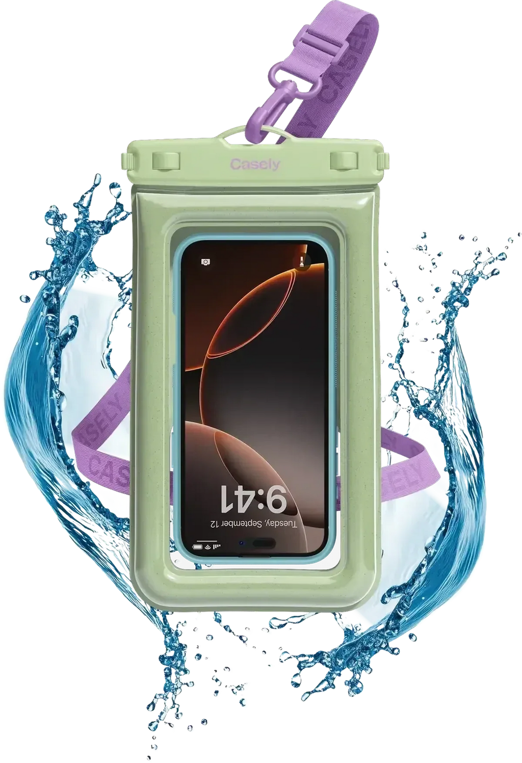AquaBuddy | Kiwi Kiss Matcha Green Shimmer Waterproof Phone Pouch