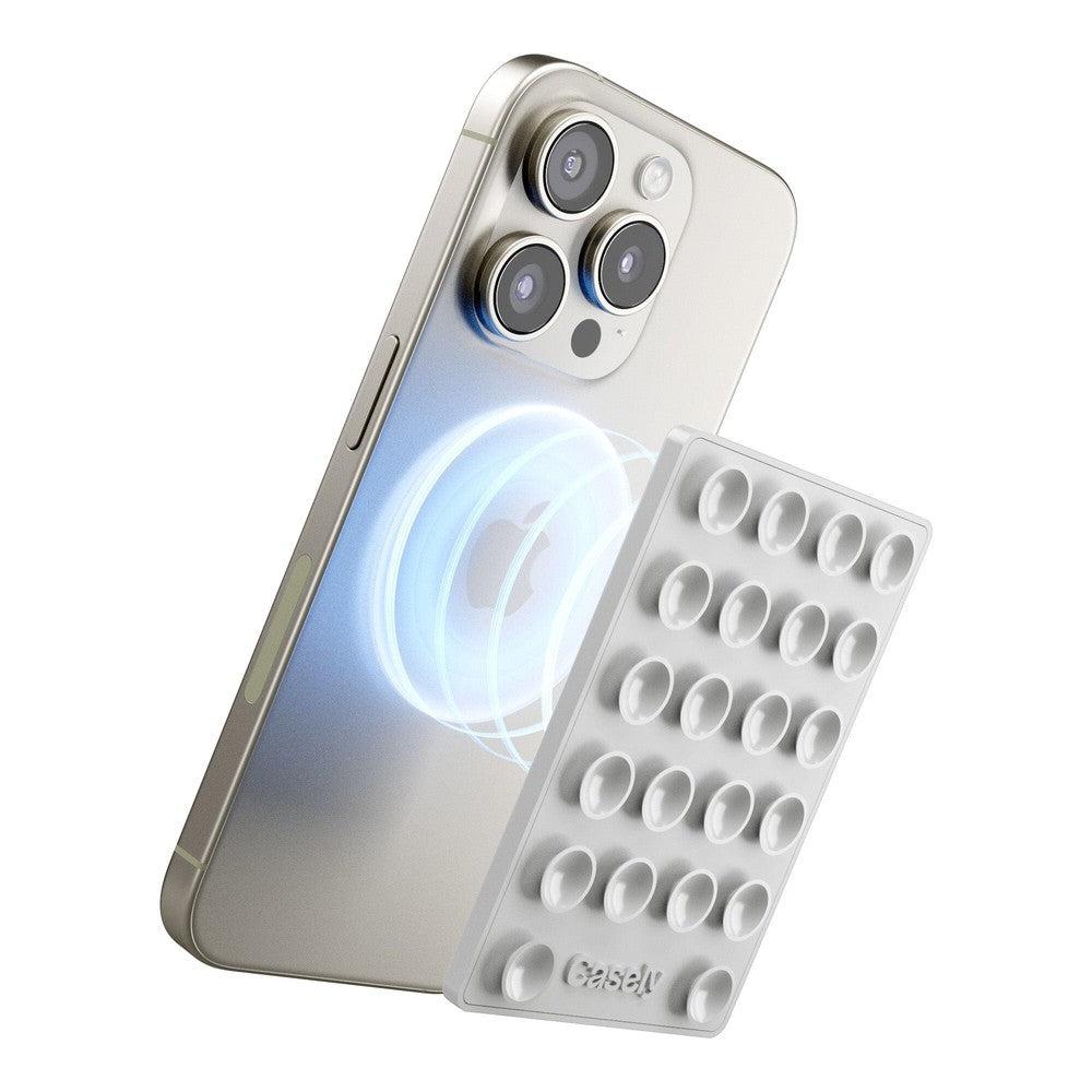 Grippy | White Silicone Suction Phone Mount with MagSafe