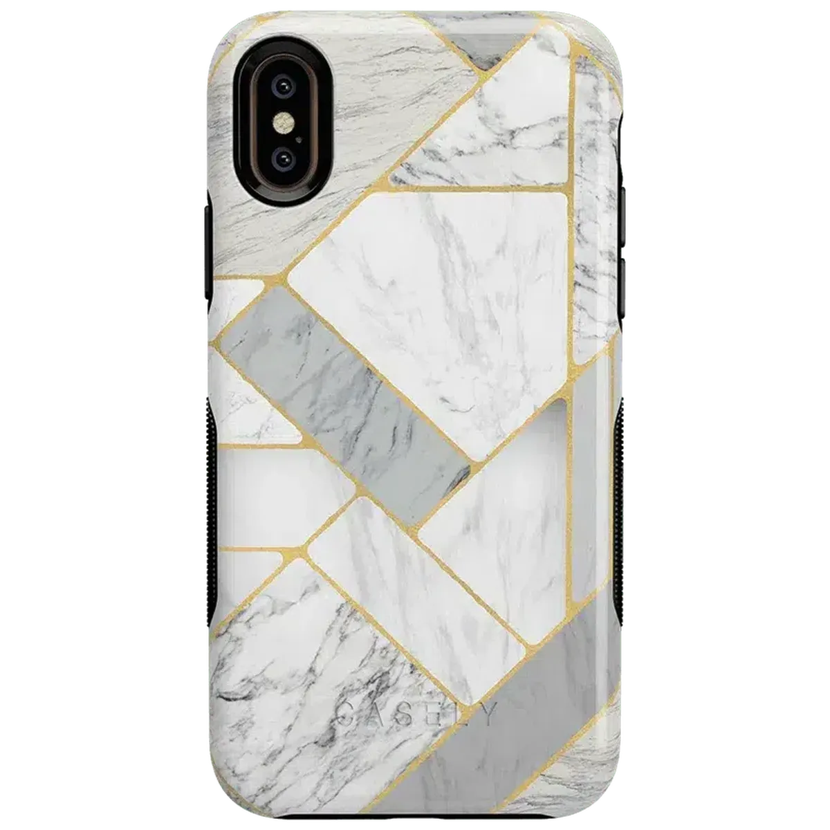 Sharp Lines | Geo White and Gold Marble Case