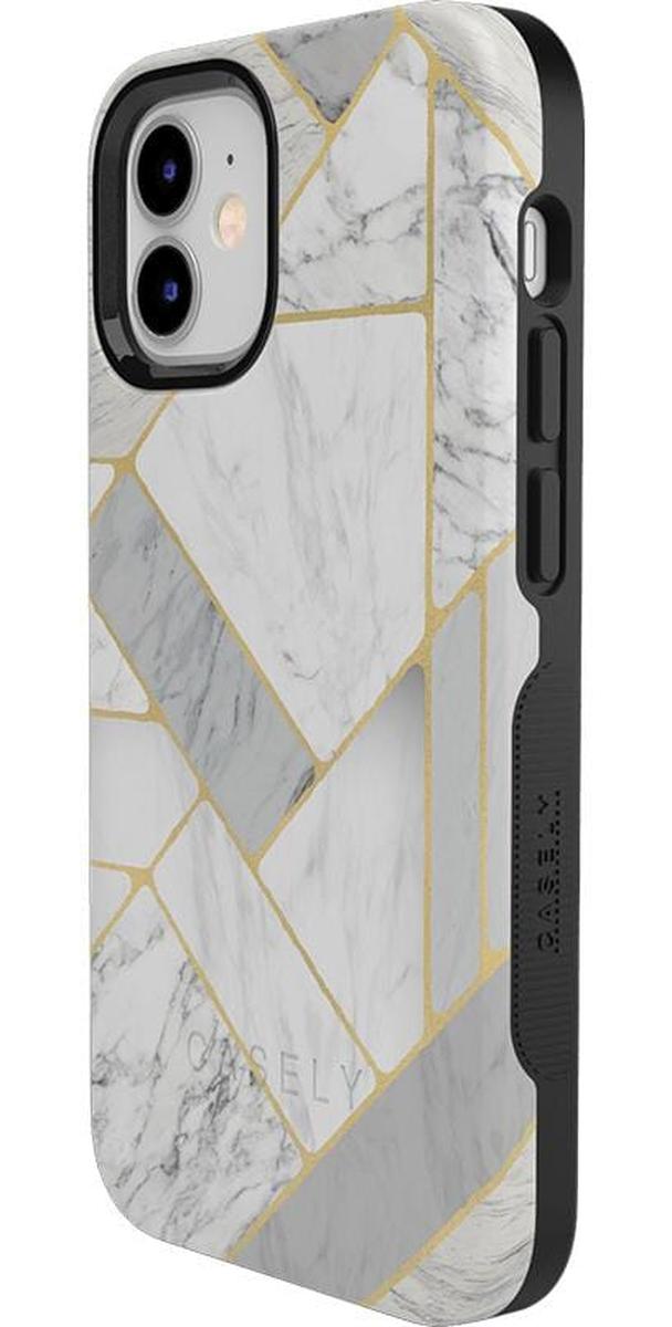 Sharp Lines | Geo White and Gold Marble Case