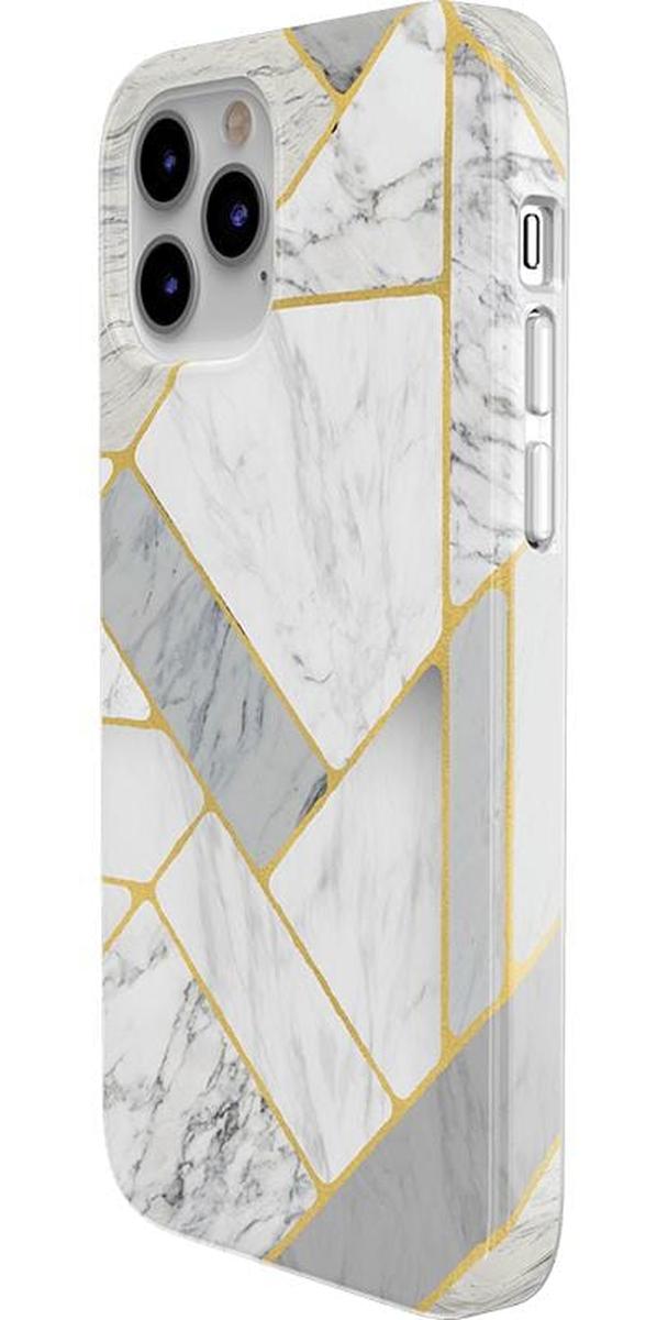 Sharp Lines | Geo White and Gold Marble Case