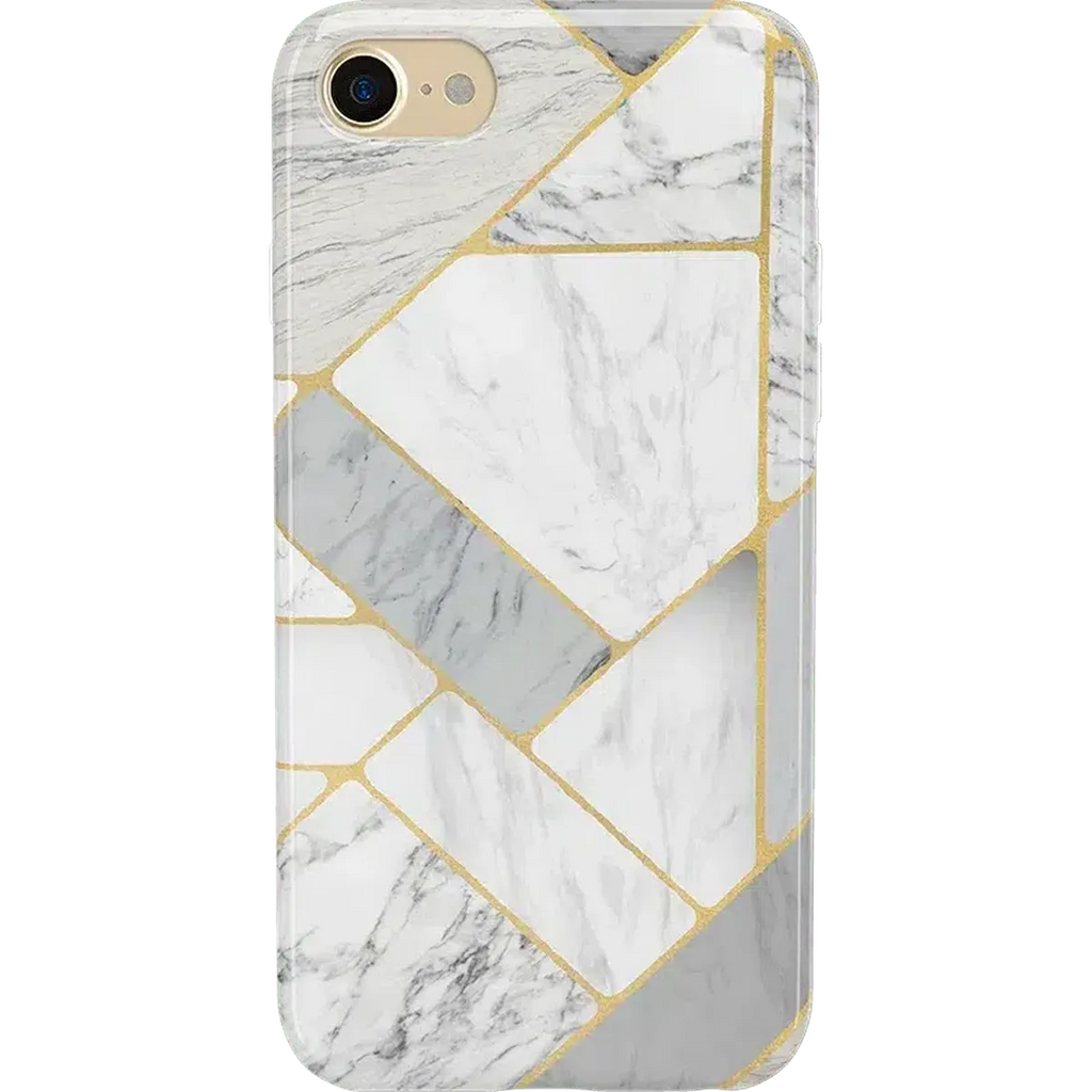Sharp Lines | Geo White and Gold Marble Case