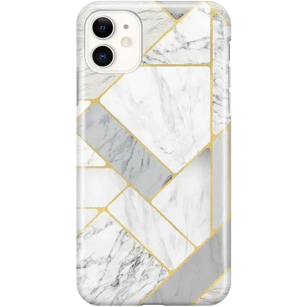 Sharp Lines | Geo White and Gold Marble Case