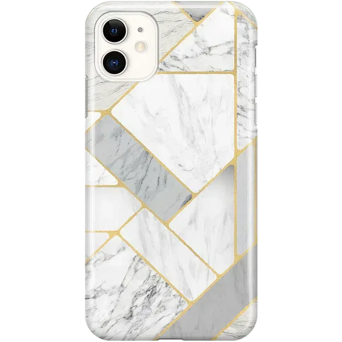 Sharp Lines | Geo White and Gold Marble Case