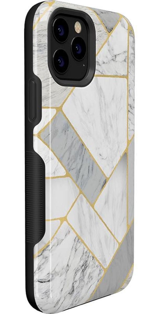 Sharp Lines | Geo White and Gold Marble Case